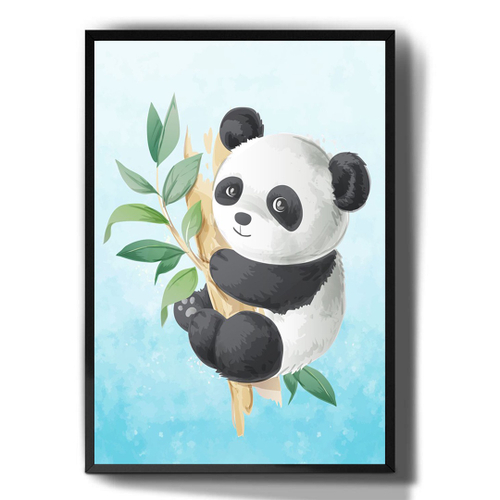 Quadro infantil Panda Desenho Preto e Branco