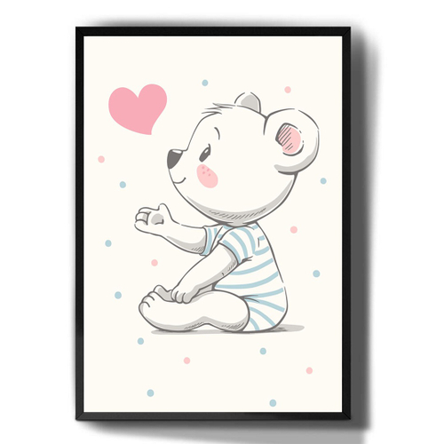 Quadro decorativo emoldurado Infantil Panda Fofo Desenho Animais para  quarto sala