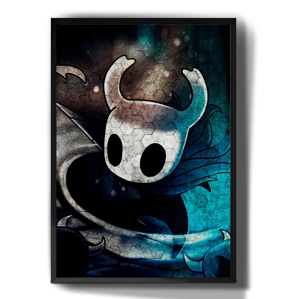 Quadro Decorativo Emoldurado Gamer Hollow Knight Desenho Arte Para