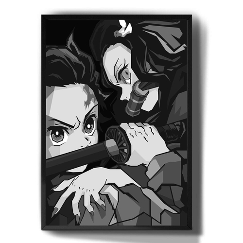 Quadro Decorativo Emoldurado Tanjiro Desenho Demon Slayer Arte no Shoptime