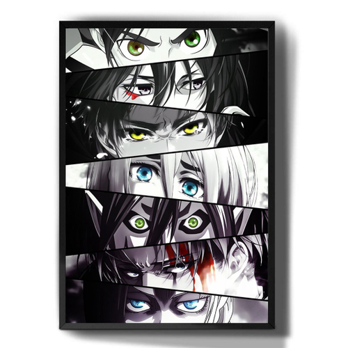 Quadro decorativo emoldurado Anime Olhos Attack On Titan Arte para quarto sala