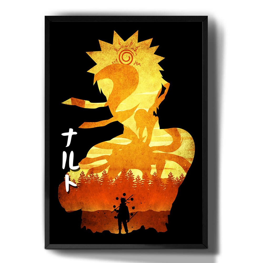 Quadro decorativo Emoldurado Desenho Hinata e Naruto Anime Arte