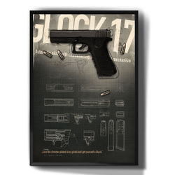Quadro decorativo emoldurado Arma Glock 17 Desenho Planta Arte para quarto sala Menor preço em Quadro decorativo emoldurado Arma Glock 17 Desenho Planta Arte para quarto sala