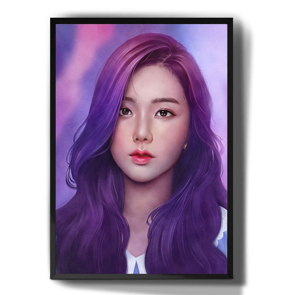 Quadro decorativo emoldurado Desenho Kim Ji Soo Black Pink Kpop para quarto  sala no Shoptime