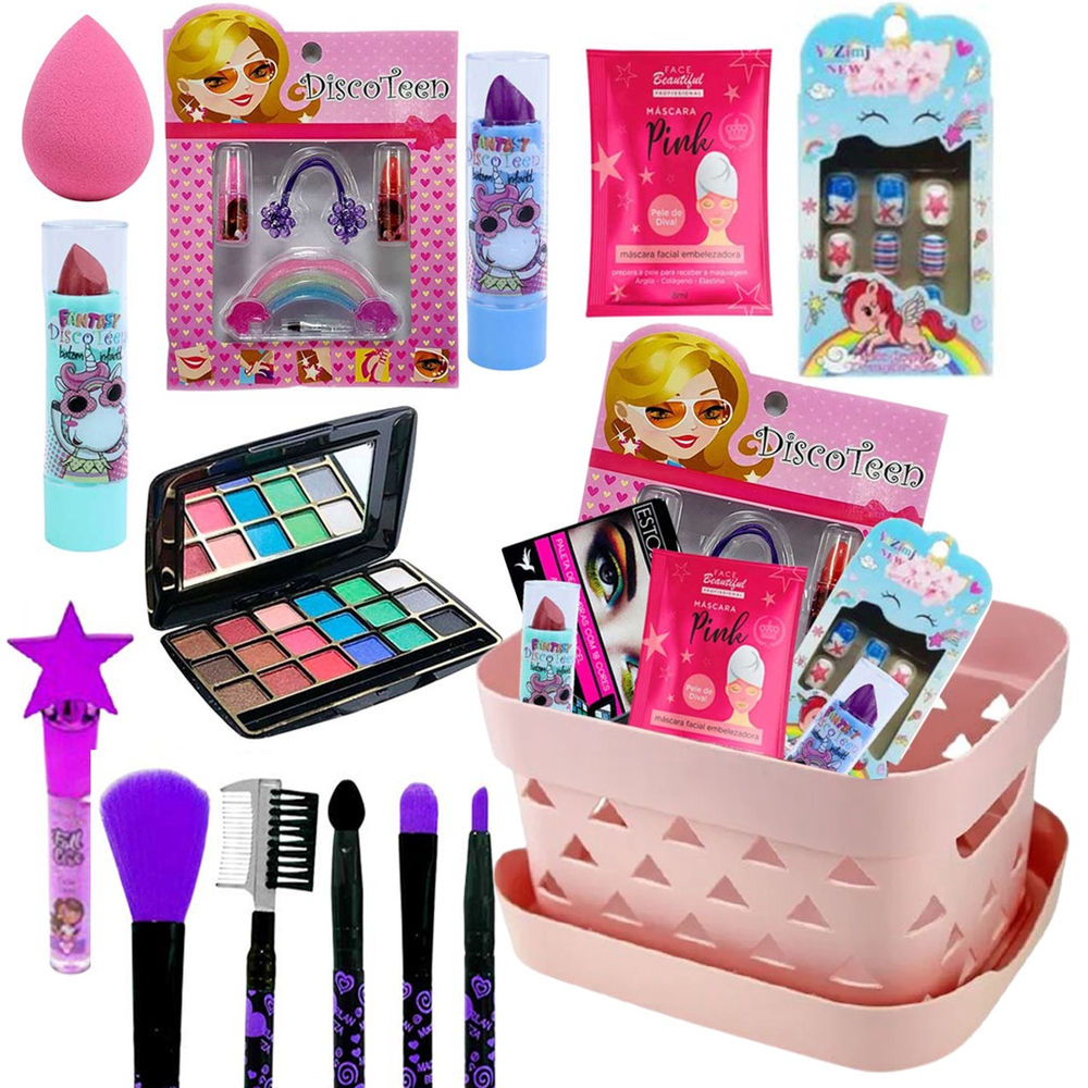 Kit 5 Maquiagem para bonecas Infantil Sombra e batom - Shop Macrozao