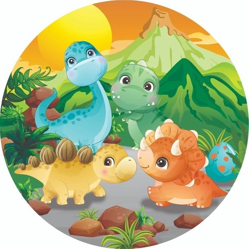 Painel Retangular Dinossauro Dino Baby Cute Sublimado 1,5m x 2,2m