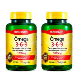 Kit 02 Ômega 3-6-9 1000mg 120 Capsulas Maxinutri Menor preço em Kit 02 Ômega 3-6-9 1000mg 120 Capsulas Maxinutri