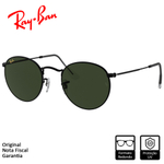 Óculos de Sol Ray-Ban Round Metal Legend Armação Preto Lentes Verde Clássica G-15 - RB3447L 919931 53-21