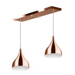 Lustre Pendente Gota Duplo Base Retangular Cobre Menor preço em Lustre Pendente Gota Duplo Base Retangular Cobre
