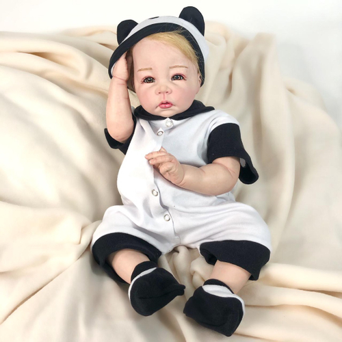 Boneco Bebê Reborn Menino Loiro corpo de Silicone Enxoval Completo