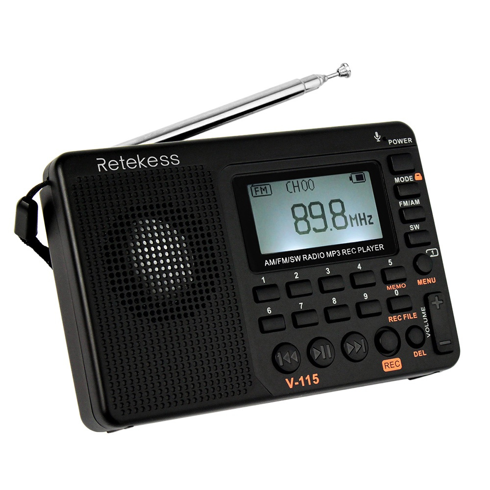 Retekess V115 fm / am / Rádio sw Multiband Radio Receiver rec Recorder