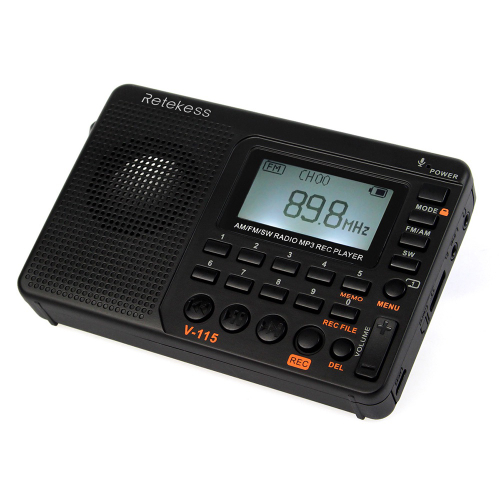 Retekess V115 fm / am / Rádio sw Multiband Radio Receiver rec Recorder