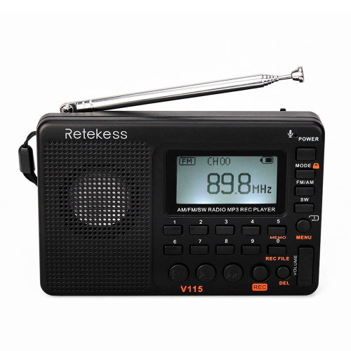 Retekess V115 fm / am / Rádio sw Multiband Radio Receiver rec Recorder