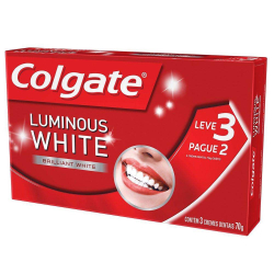 Creme Dental Colgate Luminous White 3x70g Menor preço em Creme Dental Colgate Luminous White 3x70g