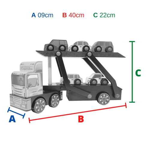 Caminhão Carreta Cegonheira em Madeira Brinquedo - Grande no Shoptime
