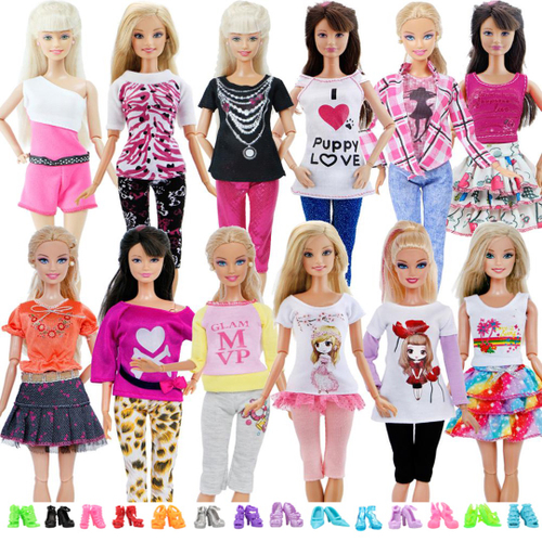 Kit para Bonecas Barbie e Ken - Conjunto de Roupas e Sapatos no Shoptime