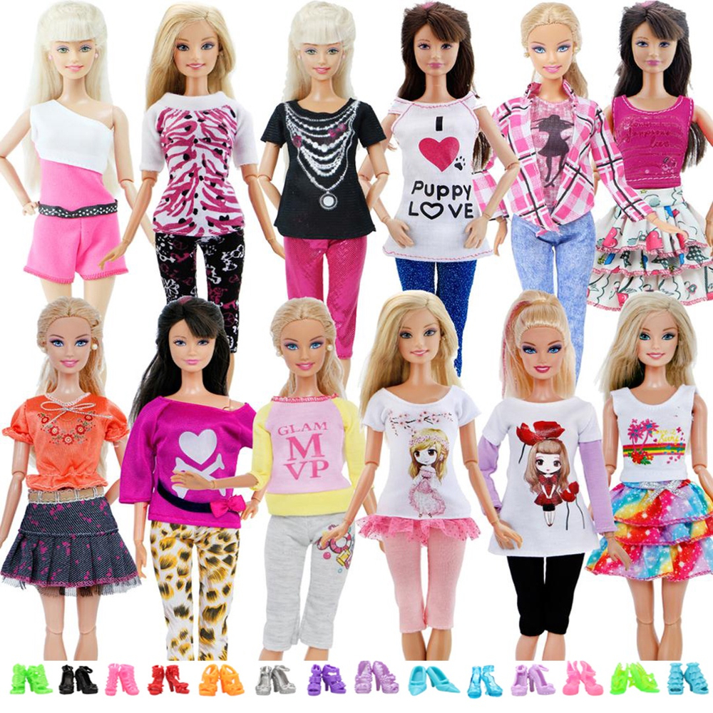 Kit para Bonecas Barbie e Ken - Conjunto de Roupas e Sapatos na