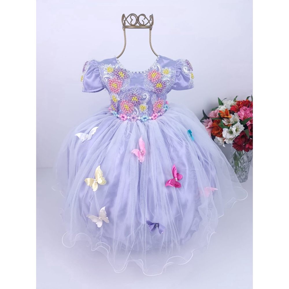 Vestido Jardim encantado Princesa Sofia Rapunzel de Festa Infantil Encanto  Isabela Lilás