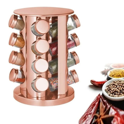 Porta Temperos Giratório 16 Potes Rose Gold Vertical Moderno Menor preço em Porta Temperos Giratório 16 Potes Rose Gold Vertical Moderno