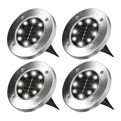 Luminaria Solar Espeto Kit 8 Uni Jardim 8 LEDs Iluminaçao Chao Grama Gramado Segurança - Imagem 4