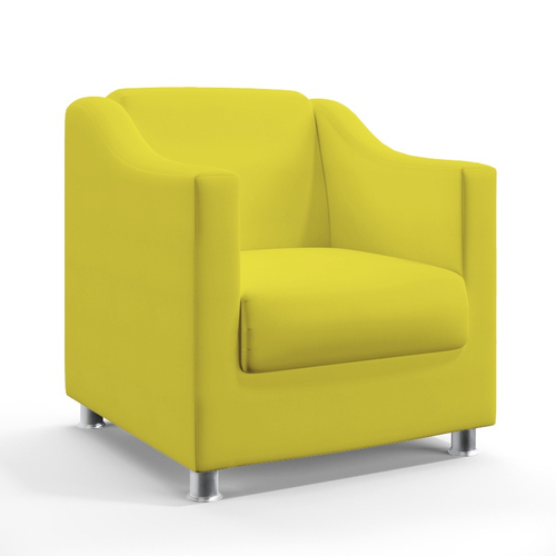 Kit Poltrona Namoradeira e 2 Poltronas Decorativas Estofada Para Sala De Estar Alya Puff Izar Sued Amarelo Aradecor - Imagem 3