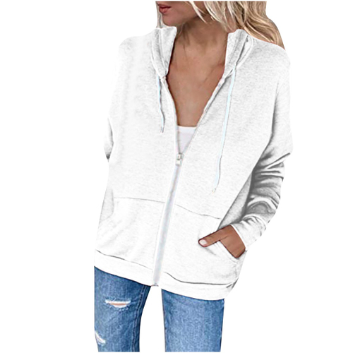 white zip up moletom com capuz women