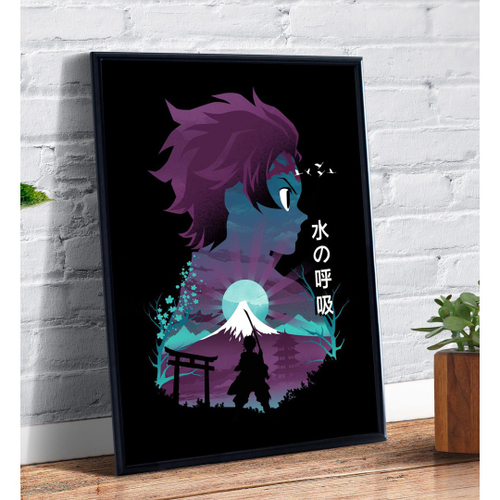 Quadro decorativo Emoldurado Tanjiro Desenho Demon Slayer Arte