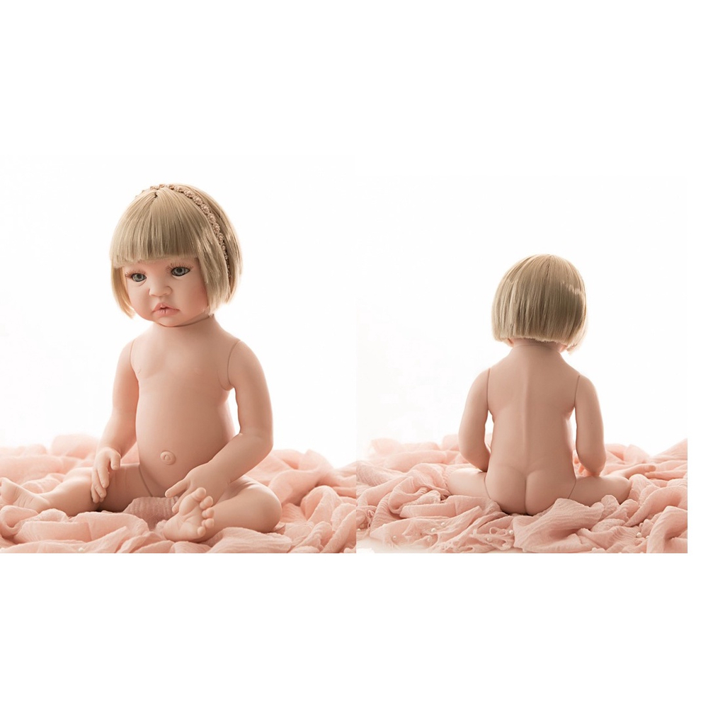 Bebê Reborn Silicone com macacão rosa loira