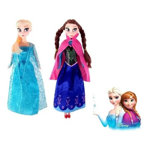 2 Bonecas Frozen, Ana E Elsa 30cm + 1 Pelúcia Olaf Musicais