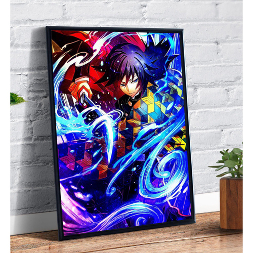 Quadro decorativo Emoldurado Tanjiro Desenho Demon Slayer Arte