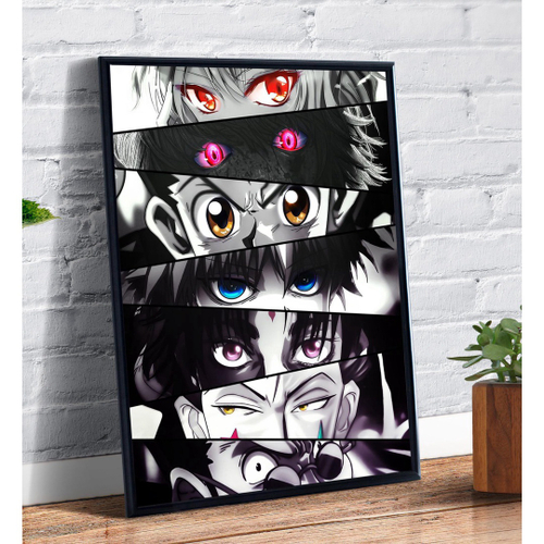 Quadro decorativo Emoldurado Olhos Personagens Naruto Anime para sala  quarto