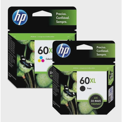 Cartucho De Tinta Hp 60xl Black E 60xl Color Original Menor preço em Cartucho De Tinta Hp 60xl Black E 60xl Color Original