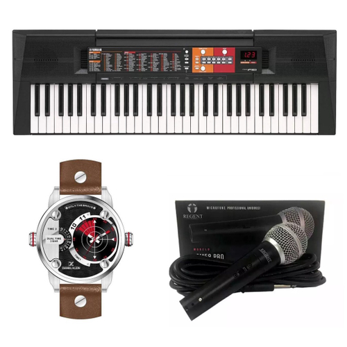 Teclado Yamaha psr F51 Microfone e Relógio Dk11114-3 Kit
