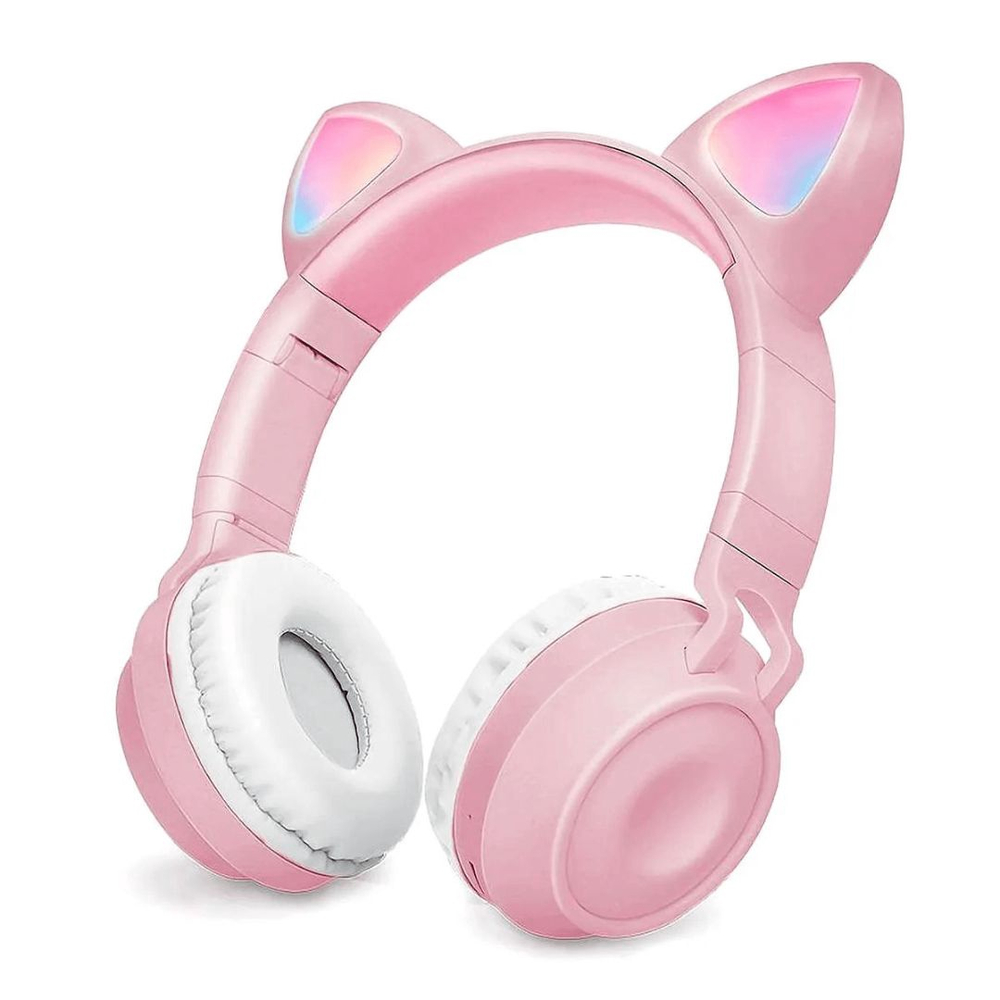 Fone Orelhas De Gatinho Led - Headphone Bluetooth Bass Exbom Rosa