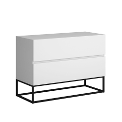 Mesa Cabeceira 2 Gavetas cor Branco para Cama Casal com Pés de Ferro Estilo Industrial Preto Menor preço em Mesa Cabeceira 2 Gavetas cor Branco para Cama Casal com Pés de Ferro Estilo Industrial Preto