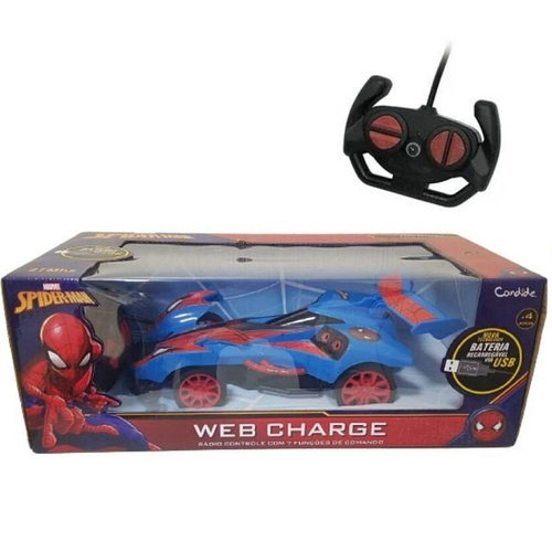 Carro de Controle Remoto Recarregável Spider-Man Tracker Truck