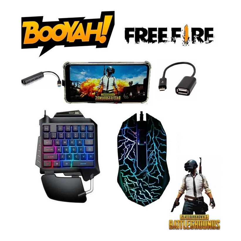 Kit Mobilador Gamer Para Jogar Com Teclado e Mouse Freefire