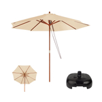 Kit Ombrelone Madeira 3 Metros Guarda Sol Sombreiro Bege + Base Plástica Preto - Mor