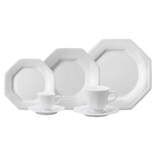 Aparelho de Jantar Chá e Café 42 Peças Porcelana Schmidt - Dec. Tamandaré  2402 - SCHMIDT