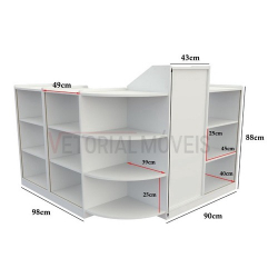 Balcão Caixa Vitrine Com Prateleiras M2 Mdp (exposição Loja) Menor preço em Balcão Caixa Vitrine Com Prateleiras M2 Mdp (exposição Loja)