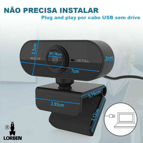 Webcam Full Hd 1080x1920p 2mp Usb Plug Play Microfone Embutido Câmera Computador Gt953 Em 5488