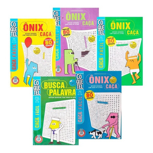 Box com 6 Revistas Coquetel - Caça Palavra Busca Fácil