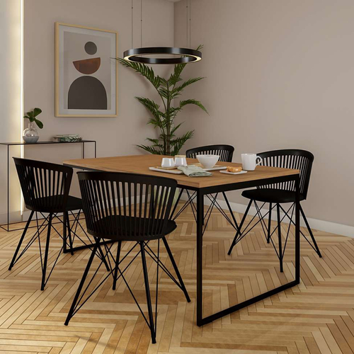 Mesa em L para Escritório Stock Móveis Linha Essencial Madeirado/Preto  150x150cm na Americanas Empresas