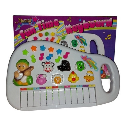 Teclado Fazendinha Piano Infantil Musical Som De Animais Cor