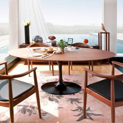 Mesa de Jantar Saarinen Tulipa Oval 4 a 6 lugares 120x80cm Preto/Madeira Feijó Menor preço em Mesa de Jantar Saarinen Tulipa Oval 4 a 6 lugares 120x80cm Preto/Madeira Feijó