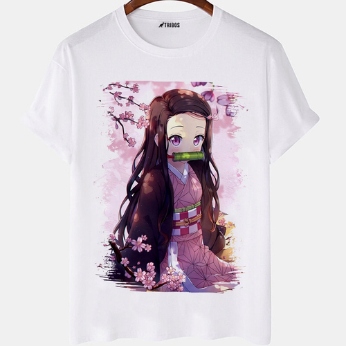 Camisetas de anime grandes dimensões masculina e feminina Kamado Nezuko,  gráfico de manga curta, camiseta de algodão, roupas para casal, verão -  AliExpress