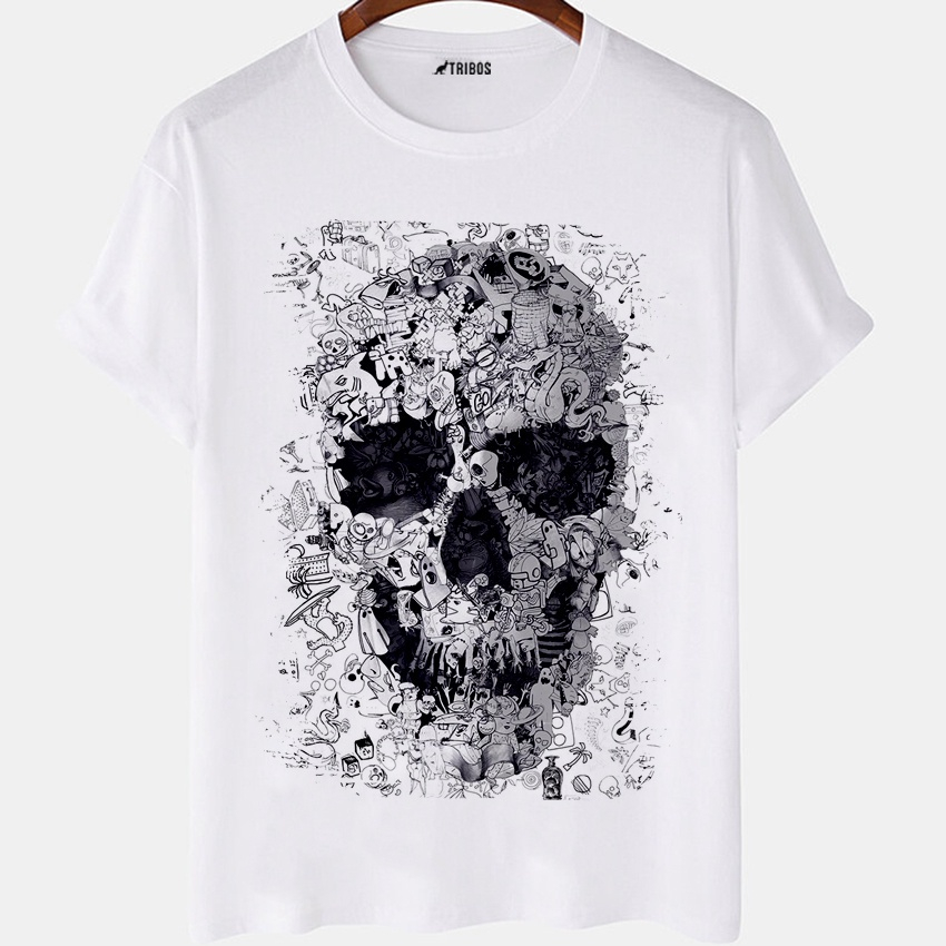 Camiseta masculina branca Halloween Caveira Esqueleto Escura Velas em  Promoção na Americanas