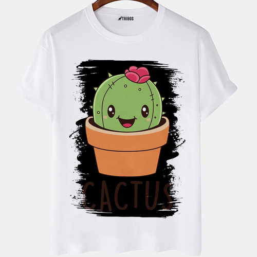 Camiseta Infantil Imagem de desenho animado cacto cacto cacto