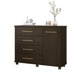 Cômoda Sapateira Flora com Rodízios 4 Gavetas Ébano - Demóbile Menor preço em Cômoda Sapateira Flora com Rodízios 4 Gavetas Ébano - Demóbile