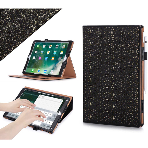 IPad Pro  (Compatível com o modelo 2017 e 2015) Case, www Luxury Laser  Flower Tampa protetora da caixa de couro pu premium com recurso auto  wake/sleep para iPad Pro  (2017